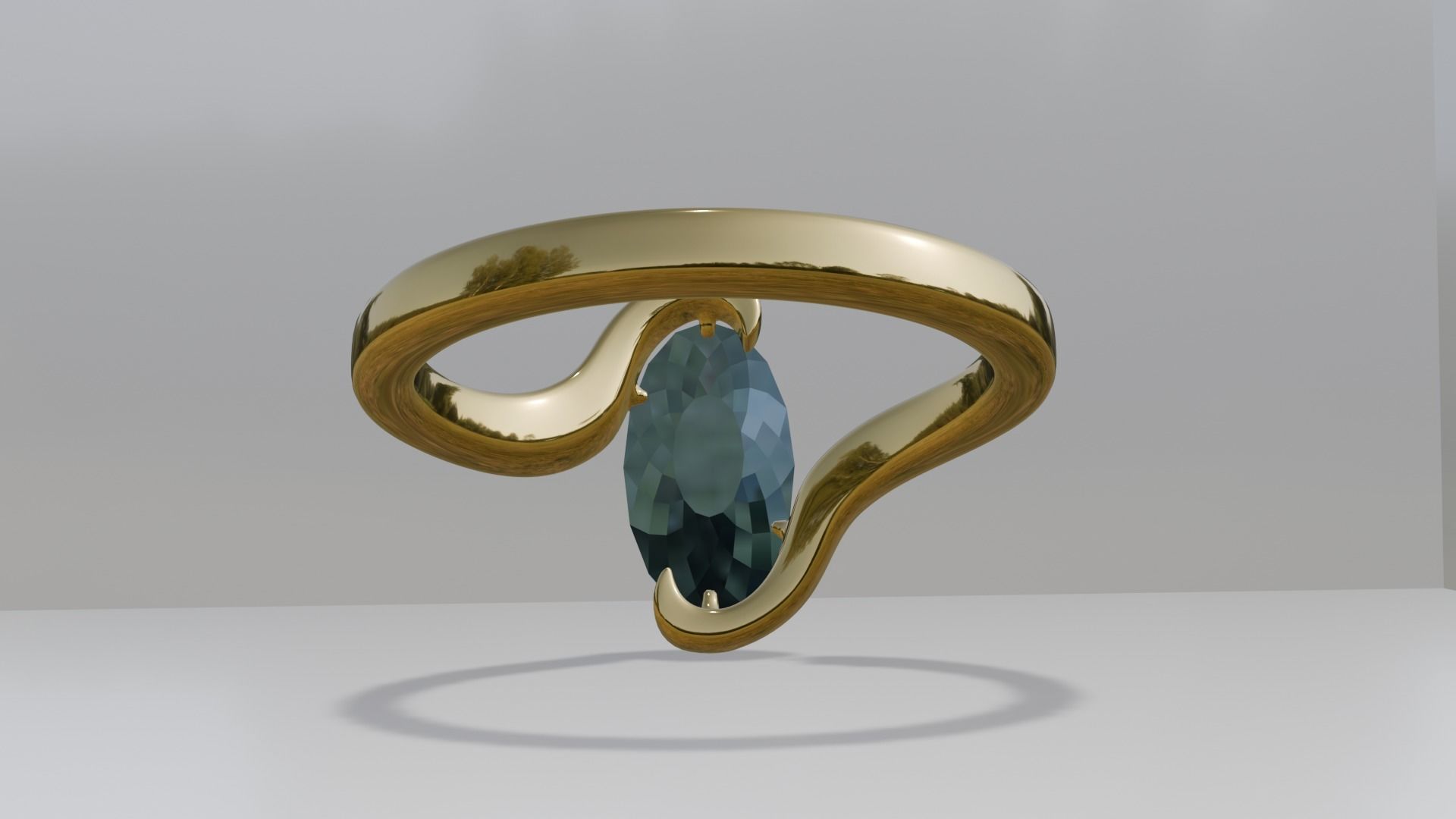 3d ring with blue daimend made in blender 3D print model_2