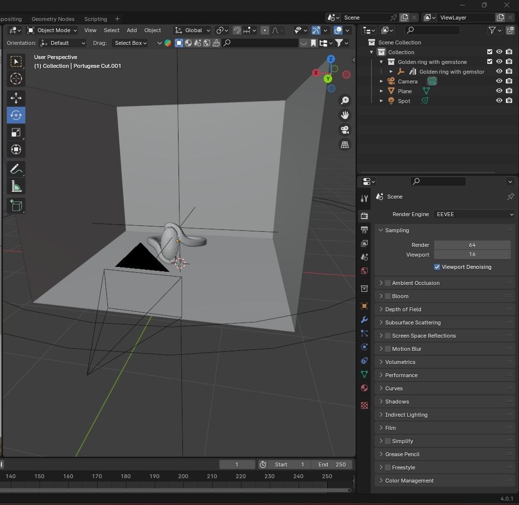 3d ring with blue daimend made in blender 3D print model_5