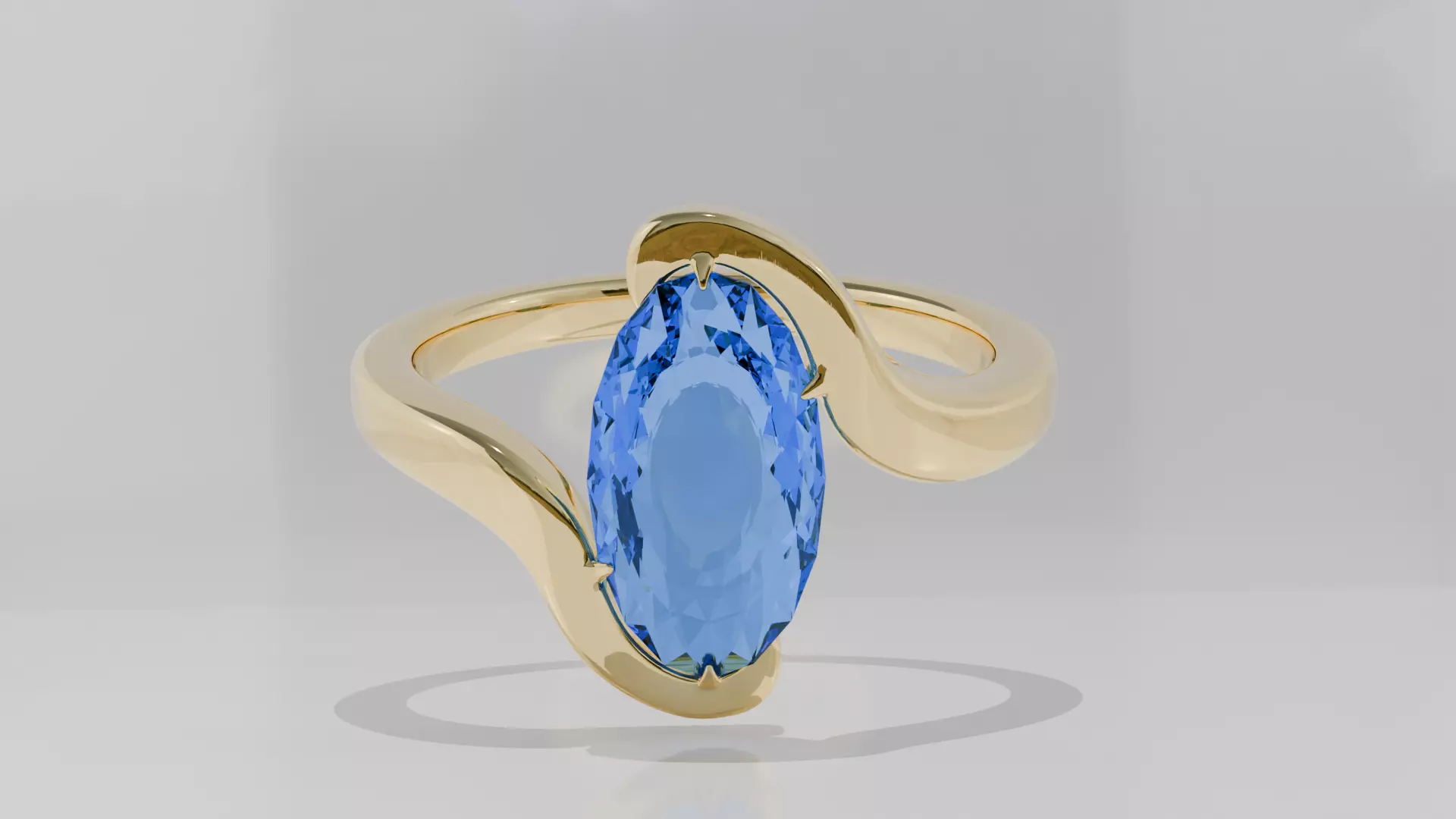 3d ring with blue daimend made in blender 3D print model_0
