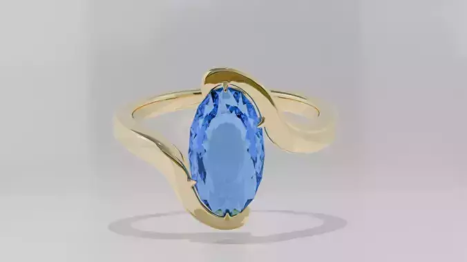 3d ring with blue daimend made in blender 3D print model
