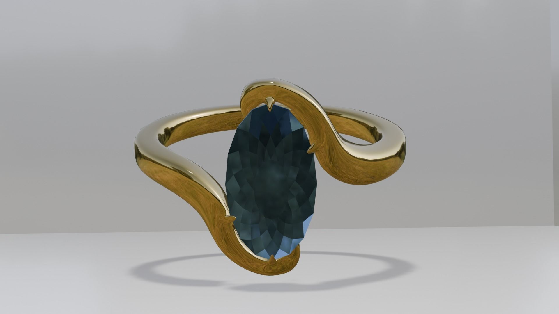3d ring with blue daimend made in blender 3D print model_1