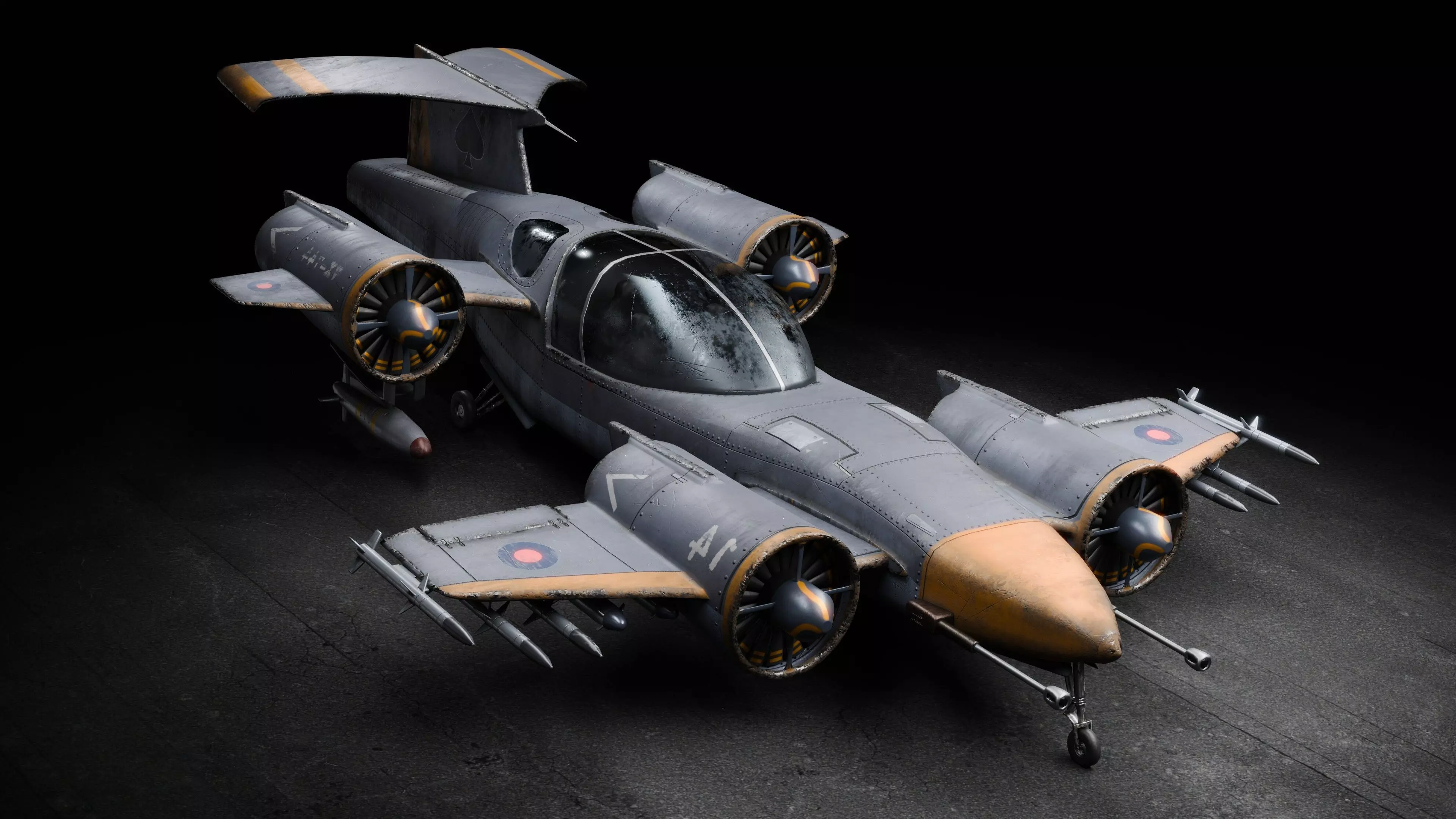 Dieselpunk Plane Low-poly 3D model