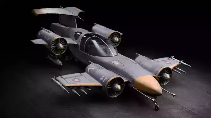 Dieselpunk Plane Low-poly 3D model