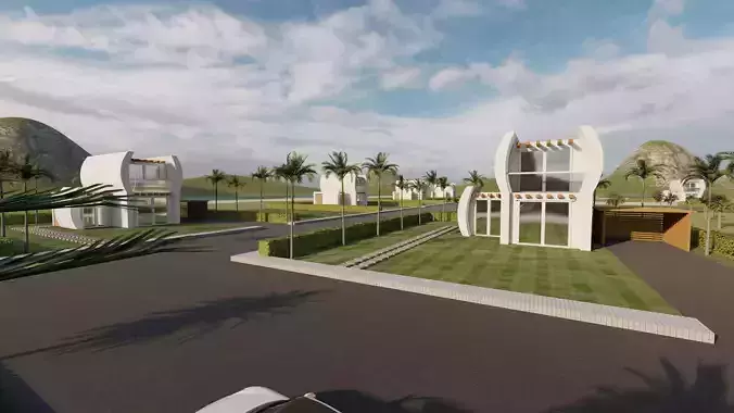 3D Dubai Villa Neighborhood 