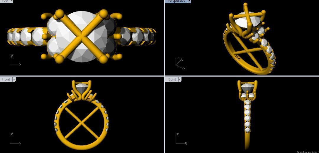daimond ring 3dm and stl file 3D print model_1