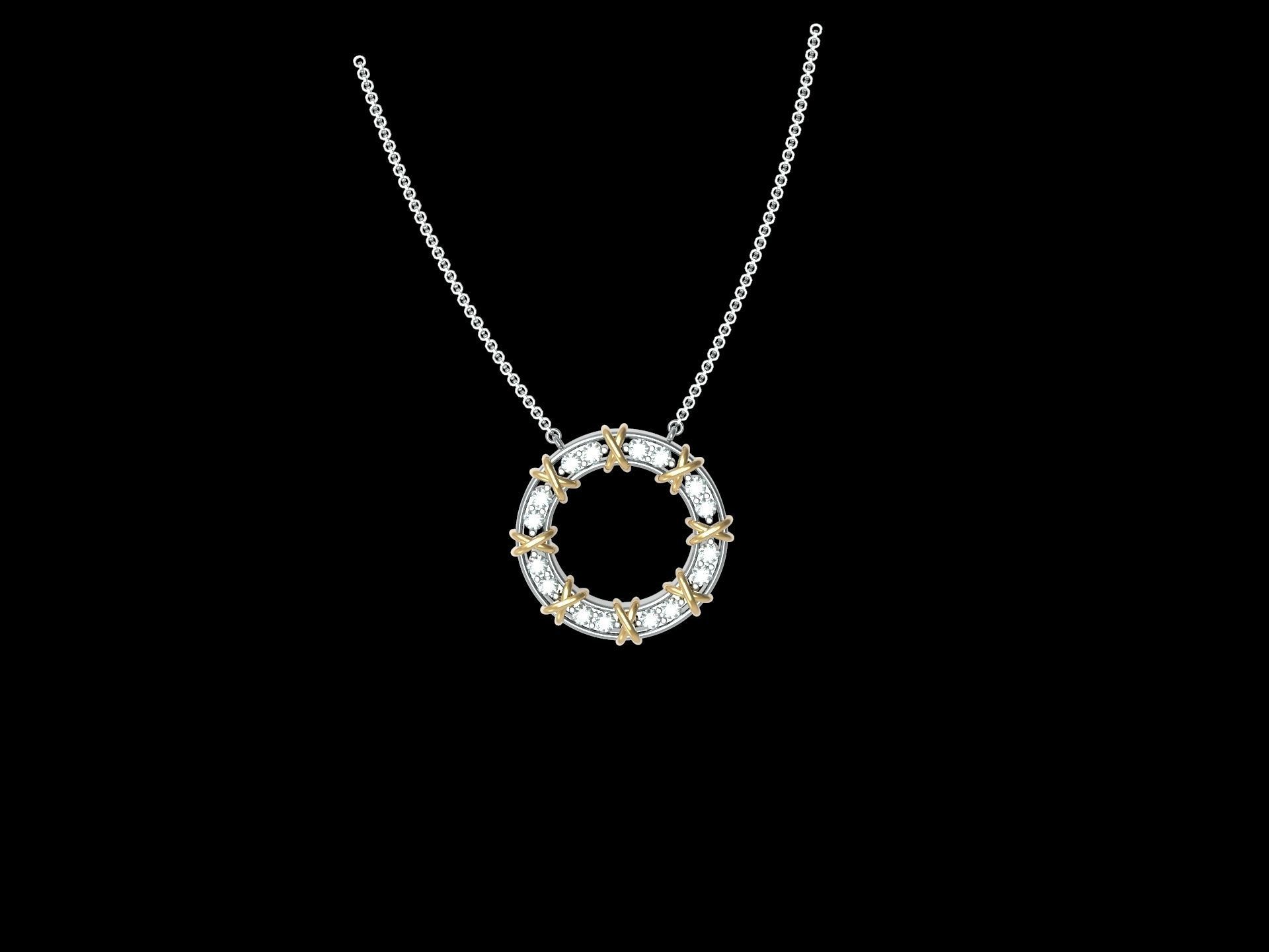 Circle Pendant With Diamonds 3D print model_3