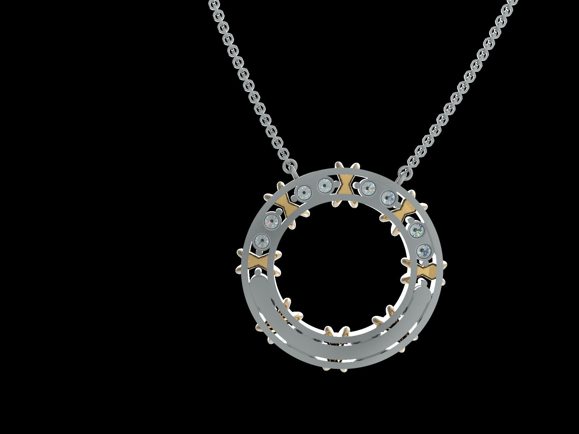 Circle Pendant With Diamonds 3D print model_4