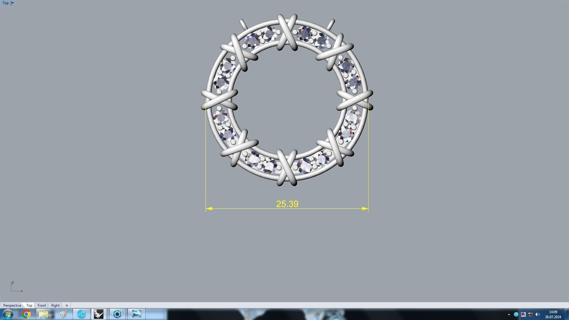 Circle Pendant With Diamonds 3D print model_8
