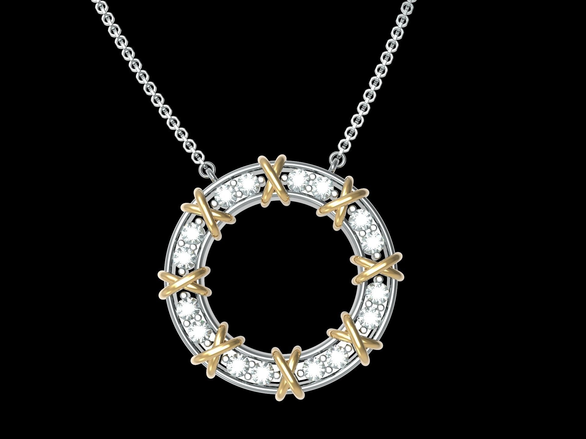 Circle Pendant With Diamonds 3D print model_1