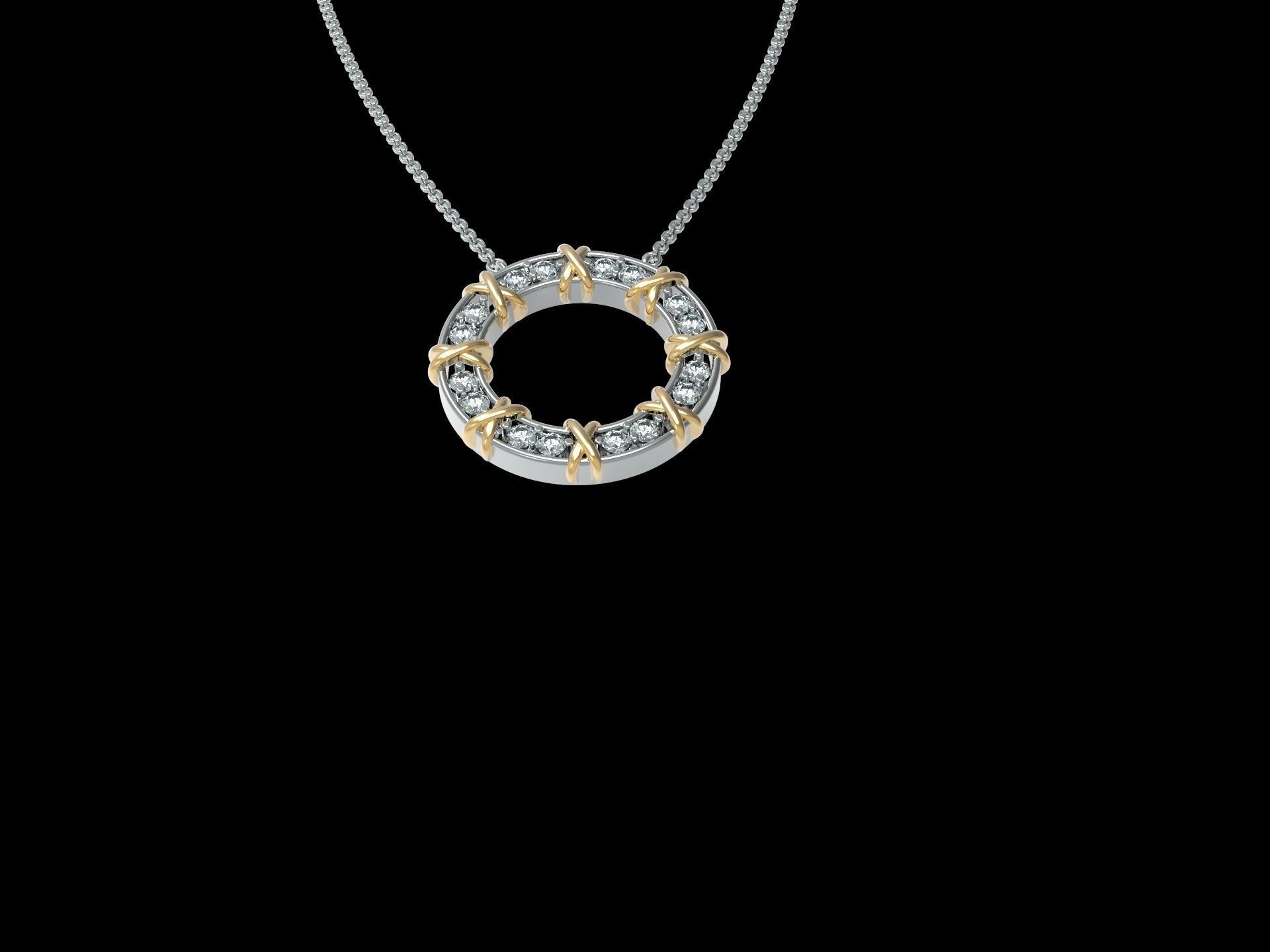 Circle Pendant With Diamonds 3D print model_5