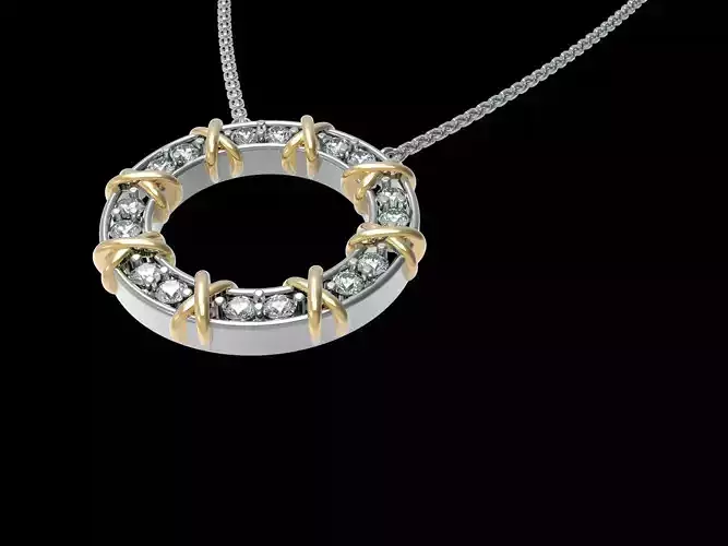  Circle Pendant With Diamonds