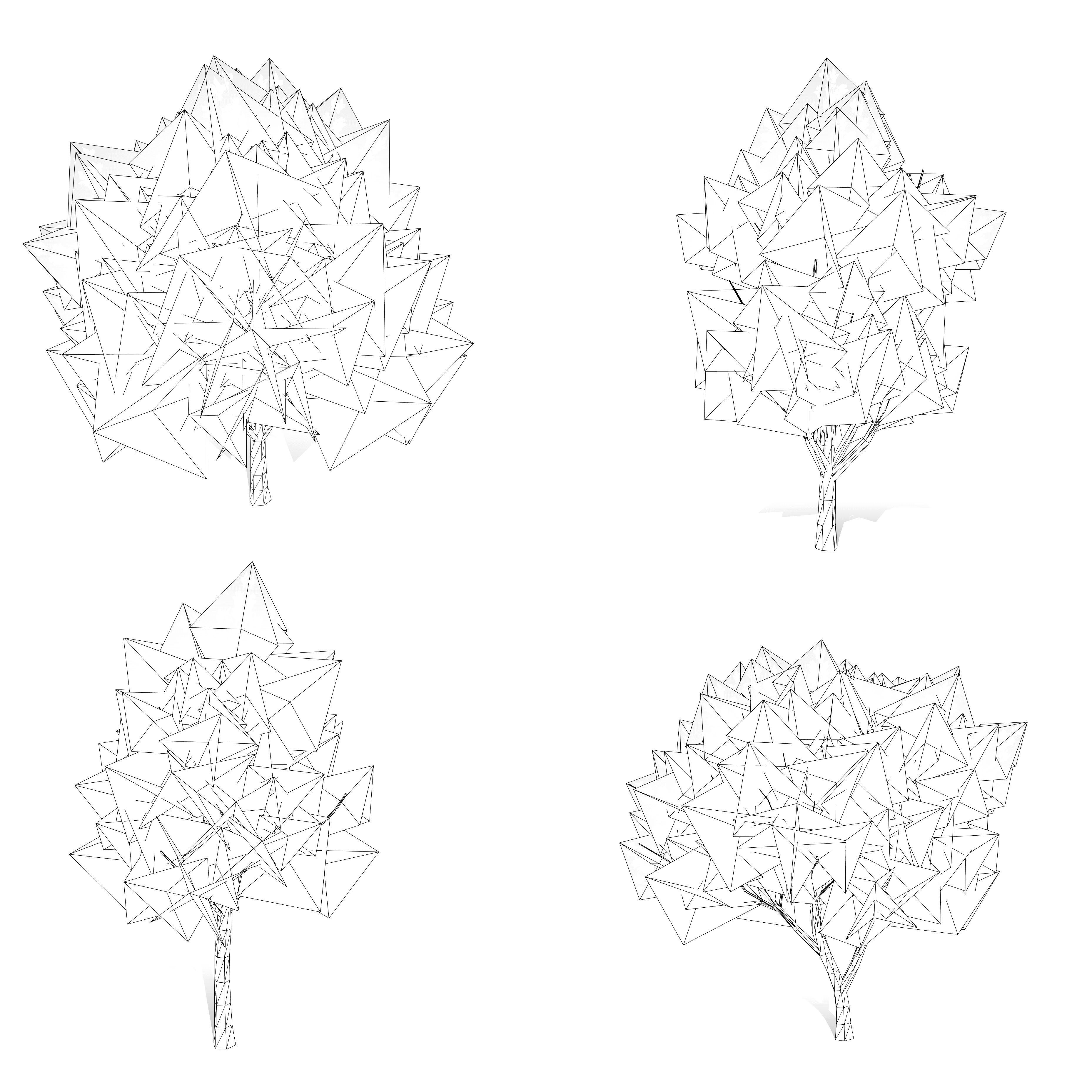 Low Poly Grey Poplar Trees Low-poly 3D model_11
