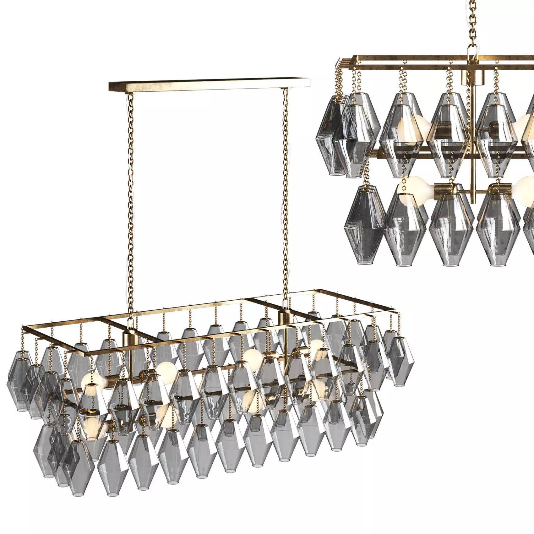 Grand Waterfall Rectangle Chandelier 3D model