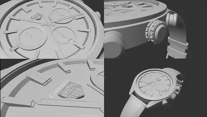 TAG Carrera Watch Highly Detailed 3D Model