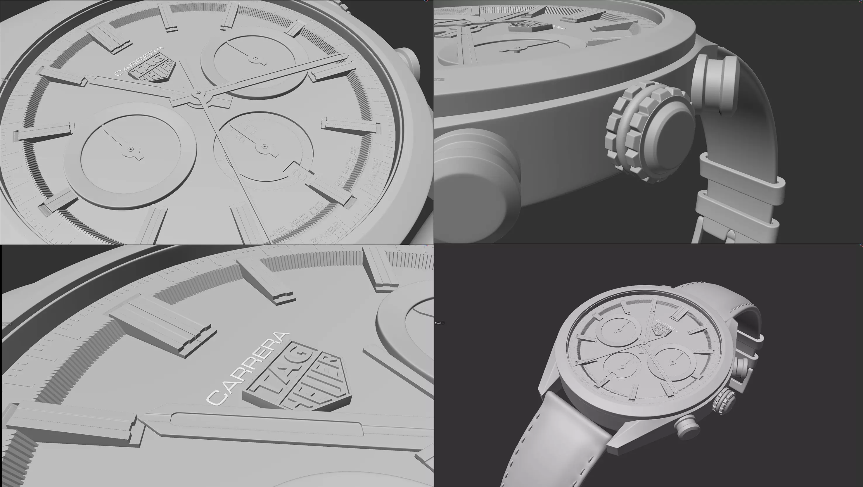 TAG Carrera Watch Highly Detailed 3D Model 3D model_0