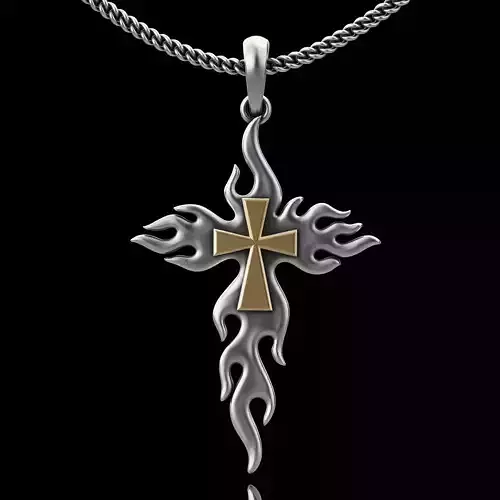 Cross pendant silver gold jewelry printable 3D model