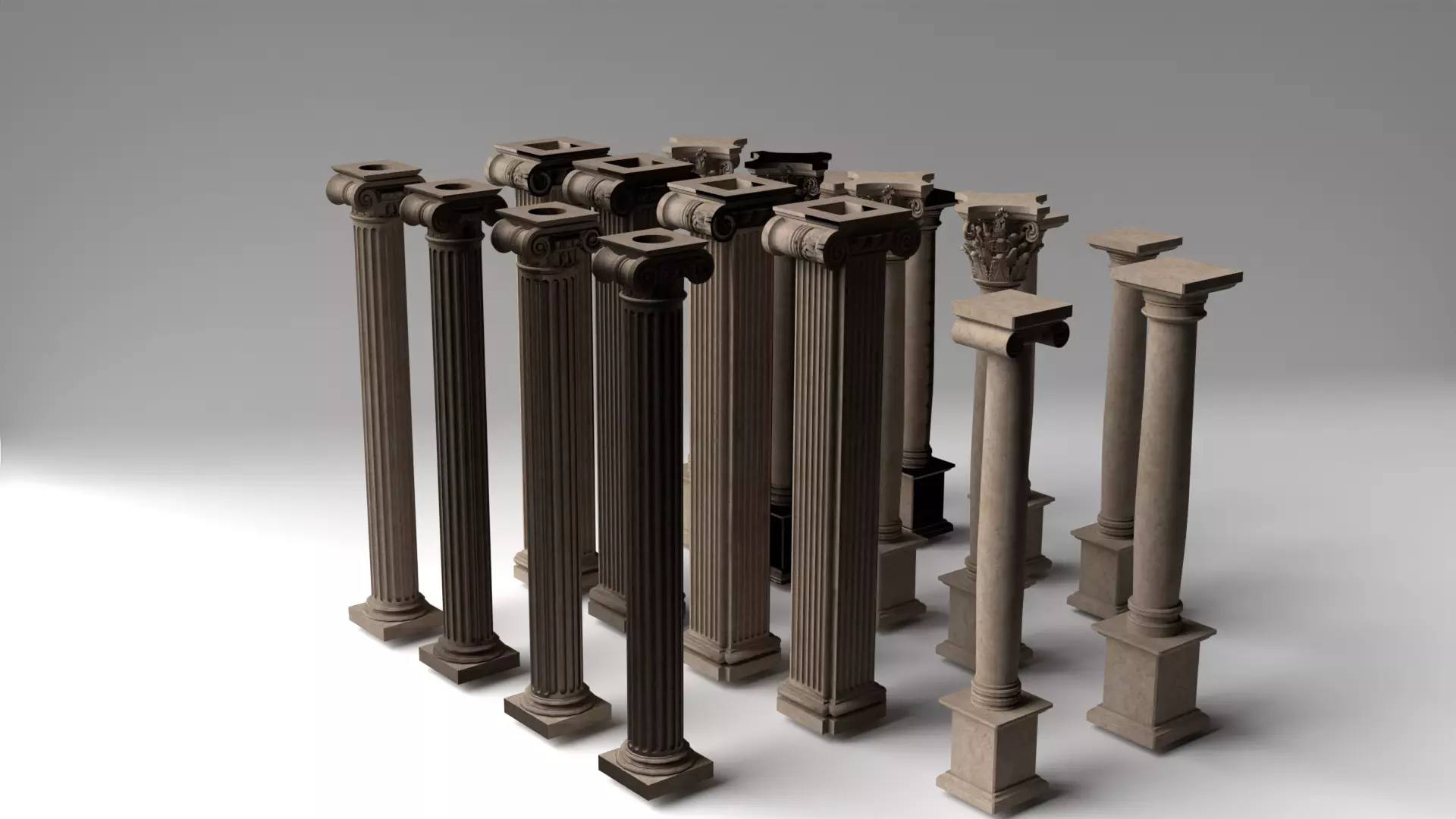 Classical Columns Low-poly 3D model_0