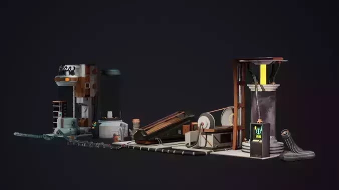 SciFi Cryo Chambers Low-poly 3D model