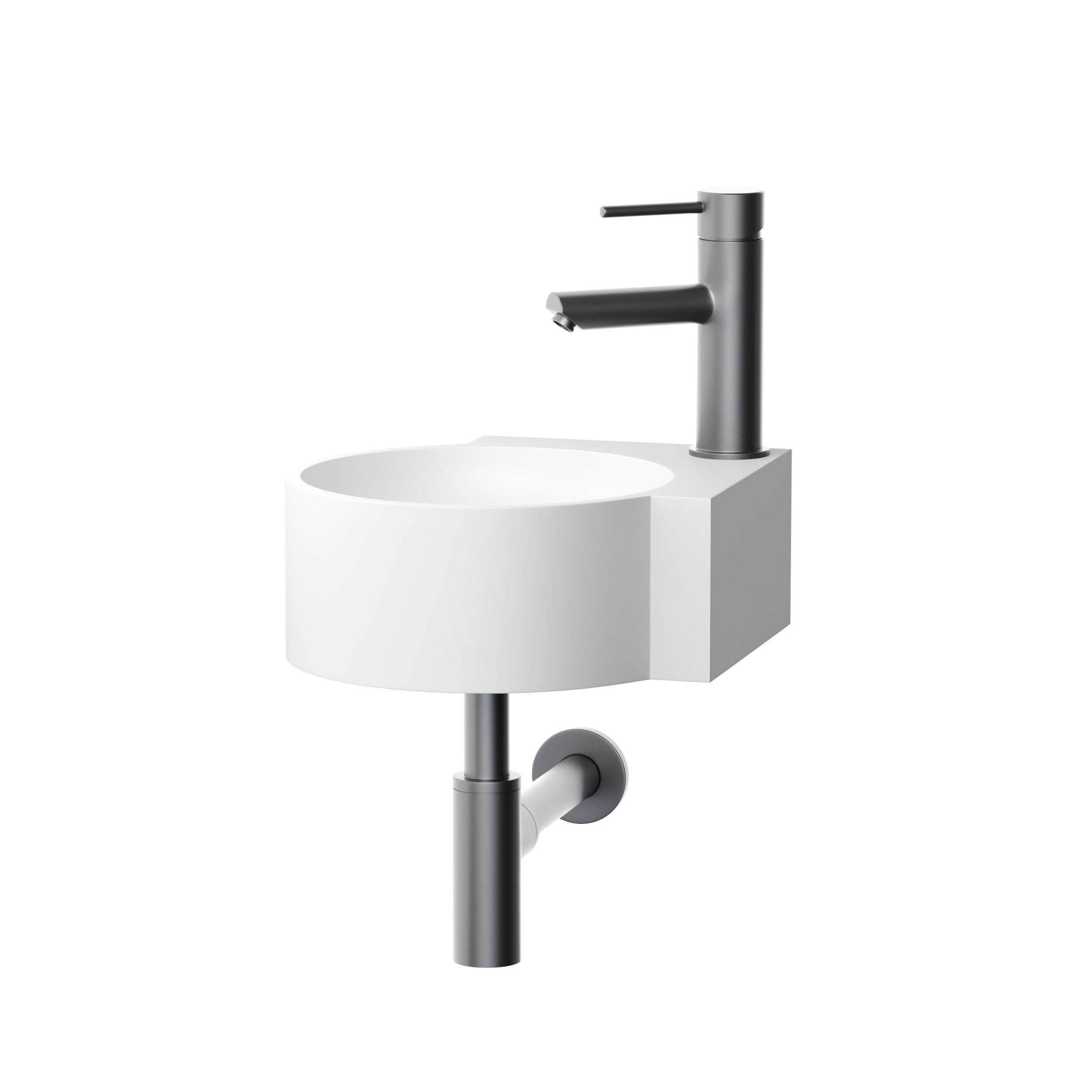 Regal White Micro Corner Basin 3D model_3