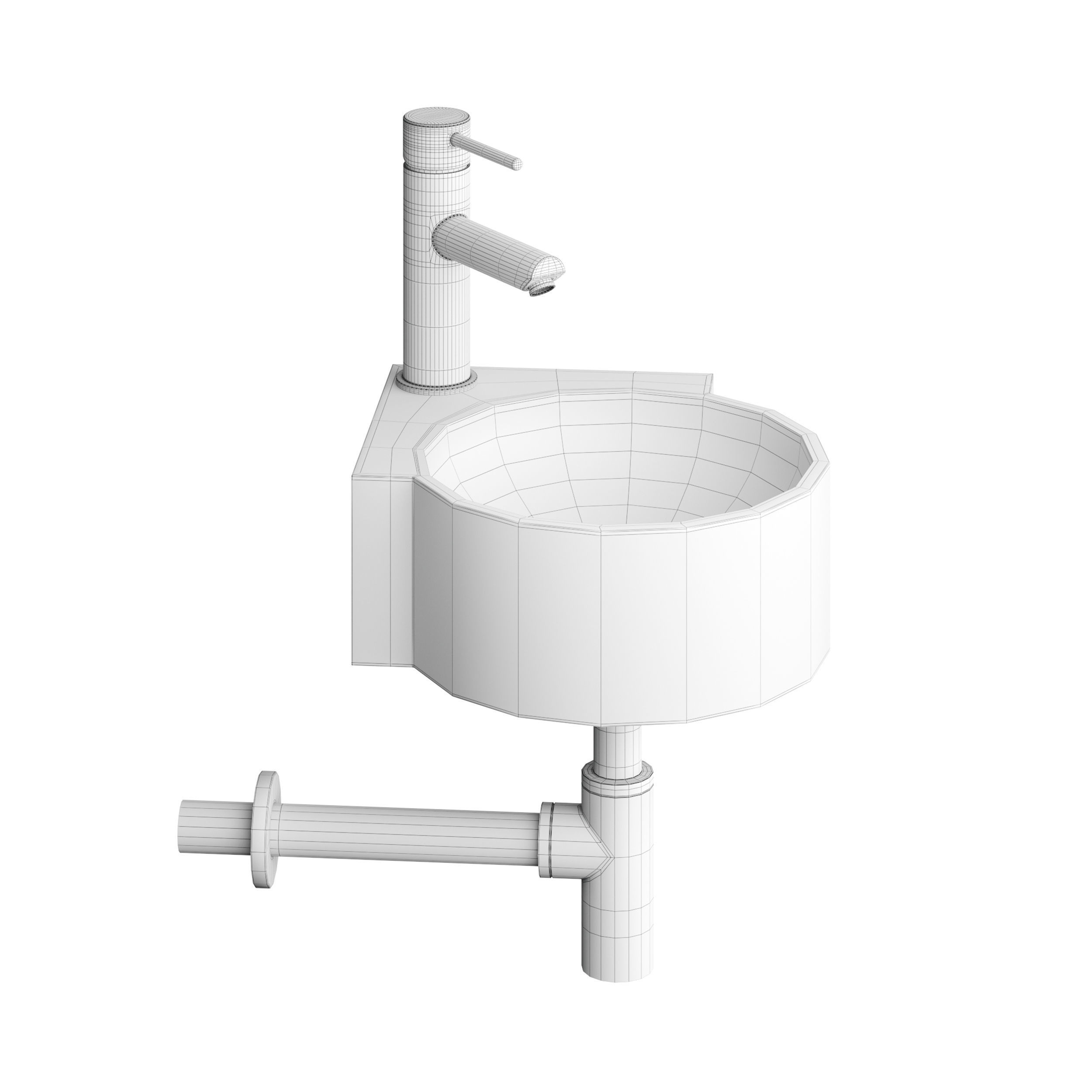 Regal White Micro Corner Basin 3D model_9