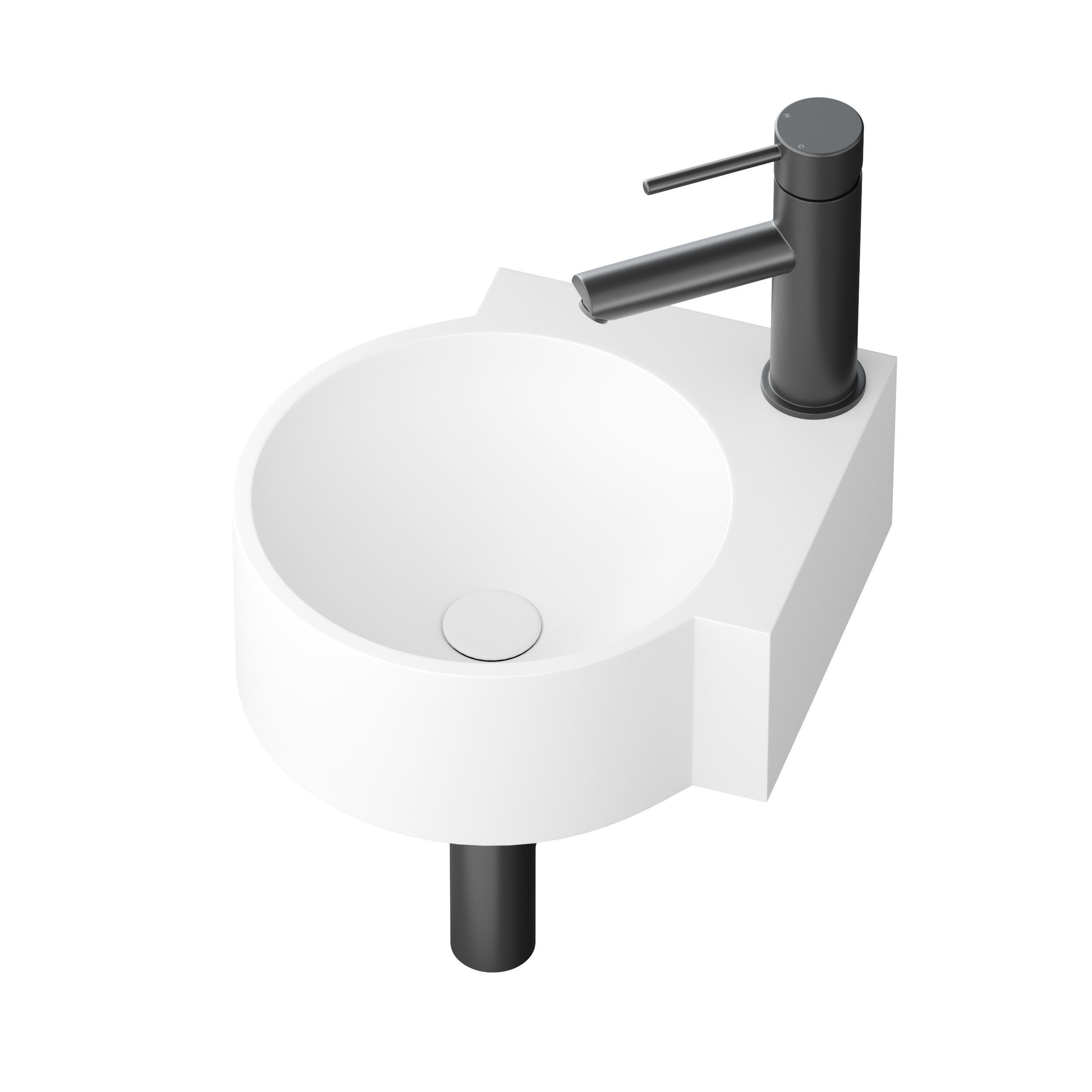 Regal White Micro Corner Basin 3D model_2