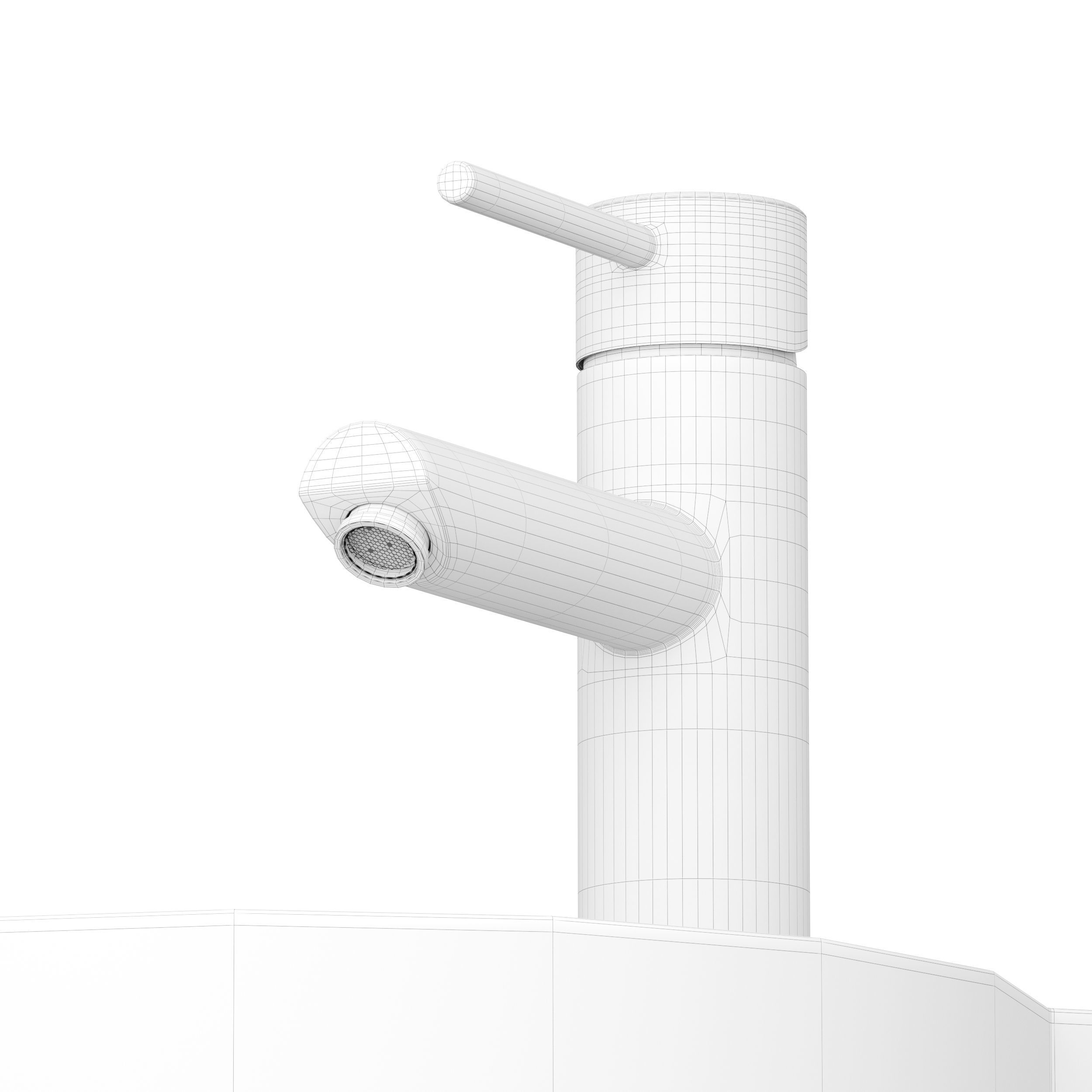 Regal White Micro Corner Basin 3D model_11