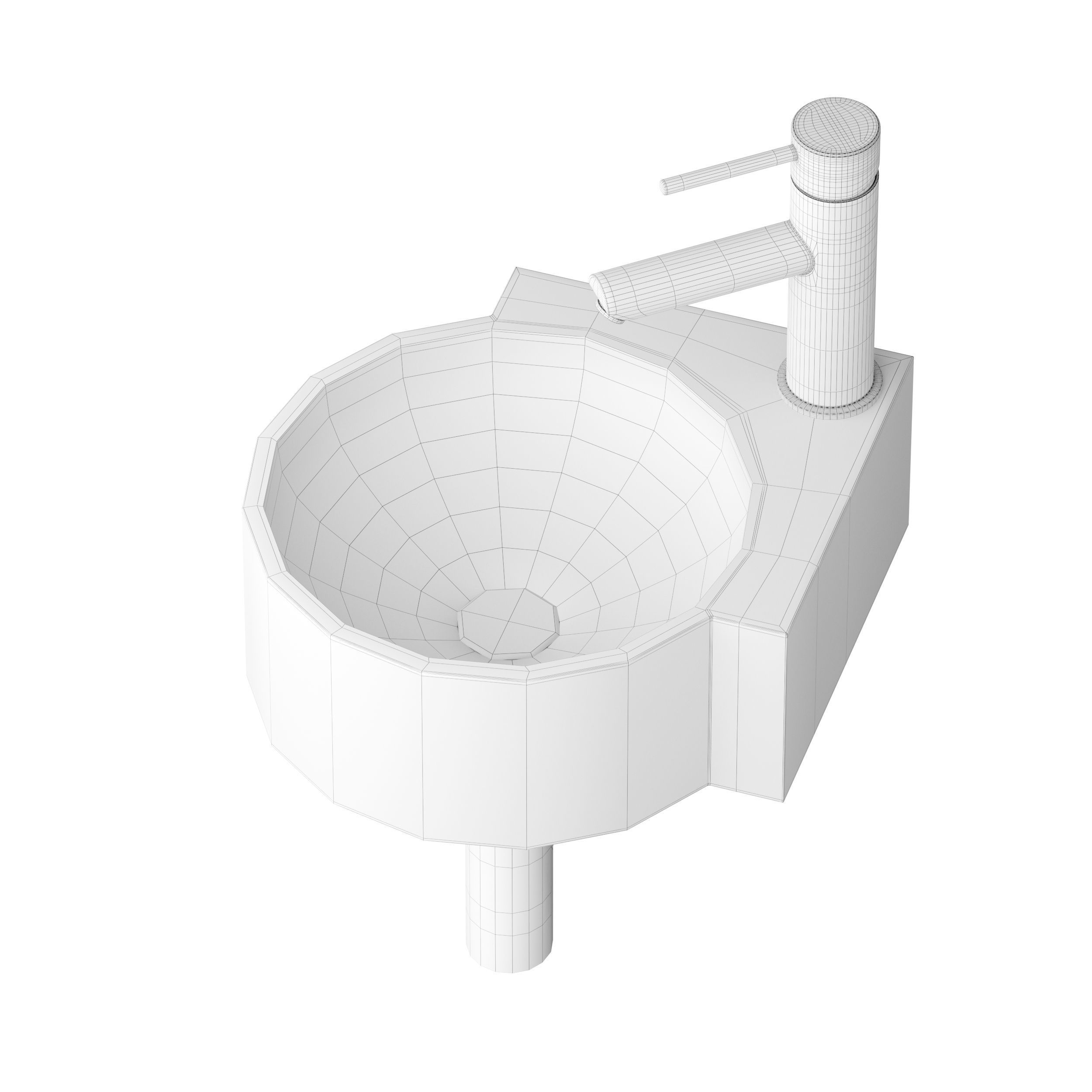 Regal White Micro Corner Basin 3D model_12