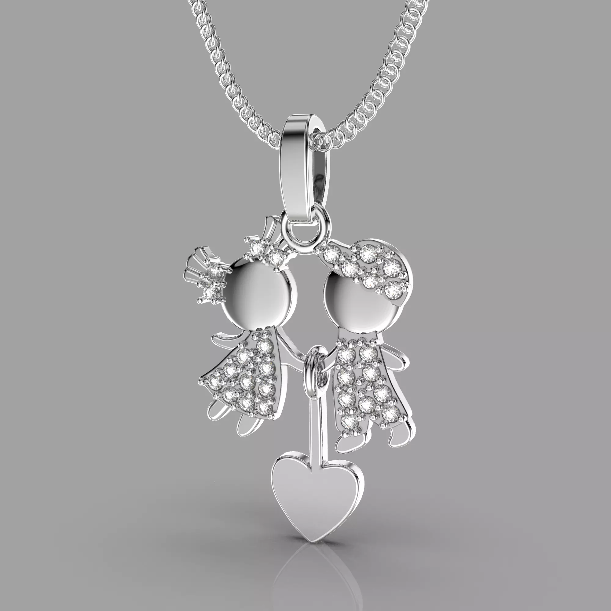 Printable STL jewelry pendant girl and boy 3D print model