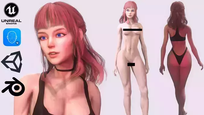 Eve Nude Female Character Low-poly 3D model