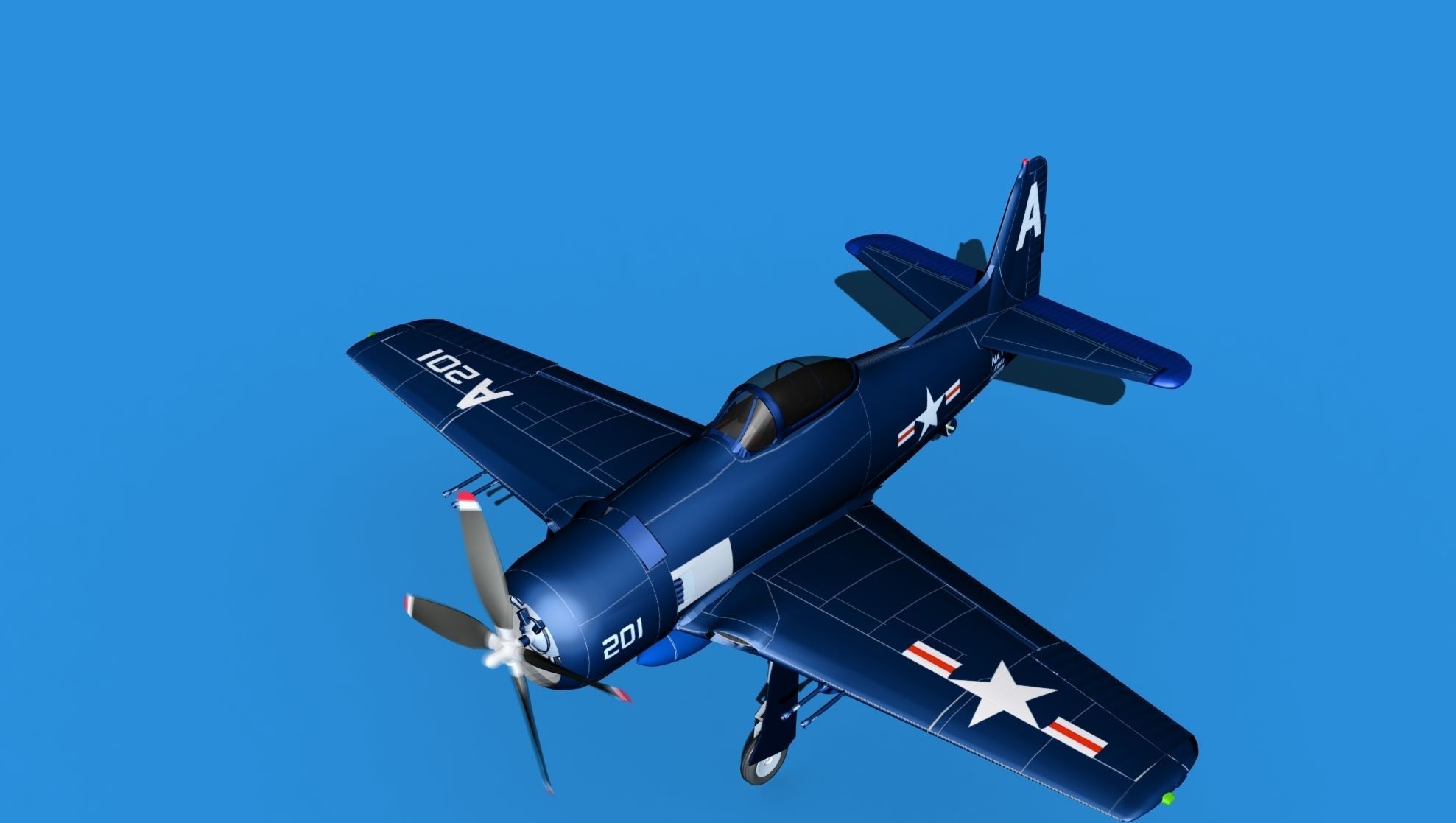 Grumman F8F-2 Bearcat V03 3D model_10