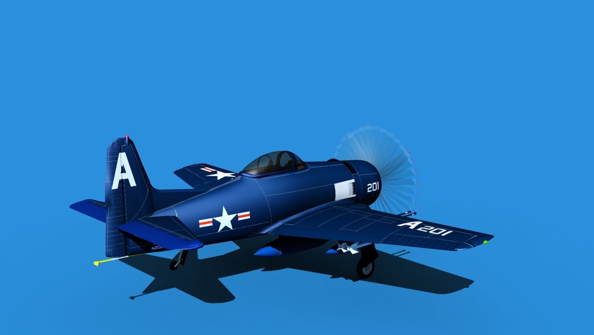 Grumman F8F-2 Bearcat V03 3D model_5