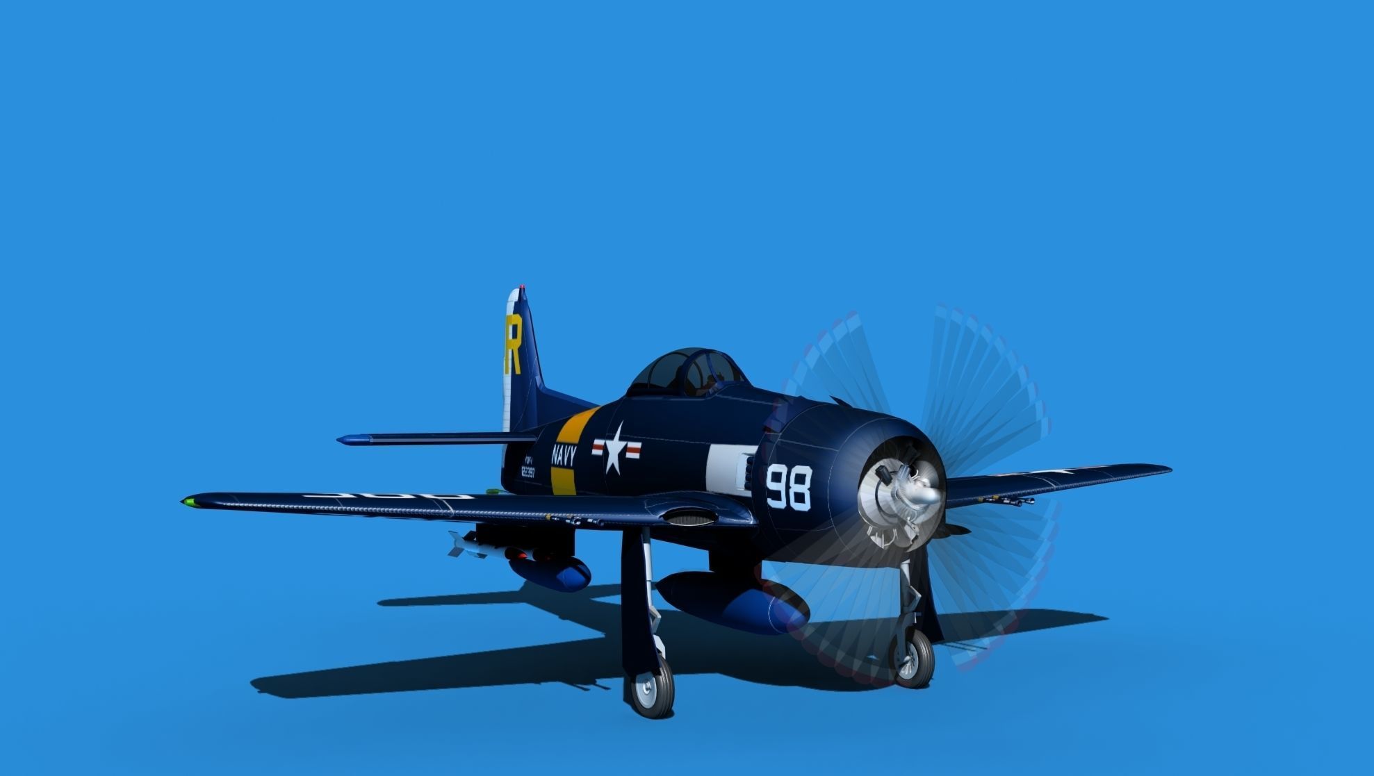 Grumman F8F-2 Bearcat V06 3D model_2