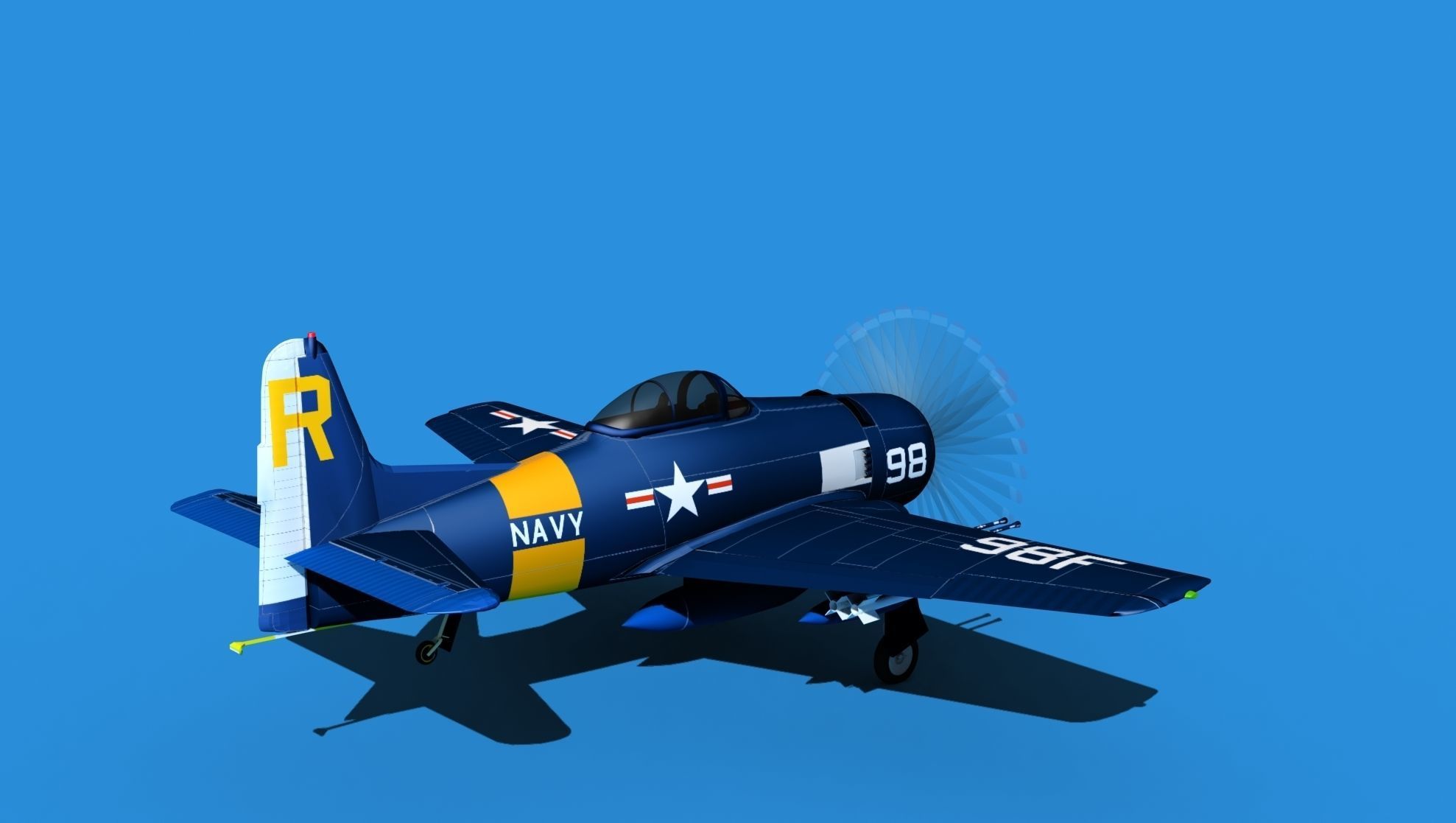 Grumman F8F-2 Bearcat V06 3D model_5