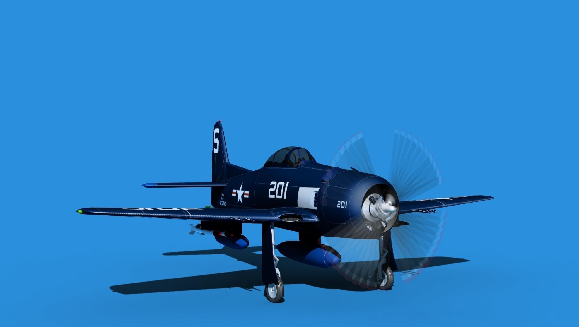 Grumman F8F-2 Bearcat V07 3D model_2