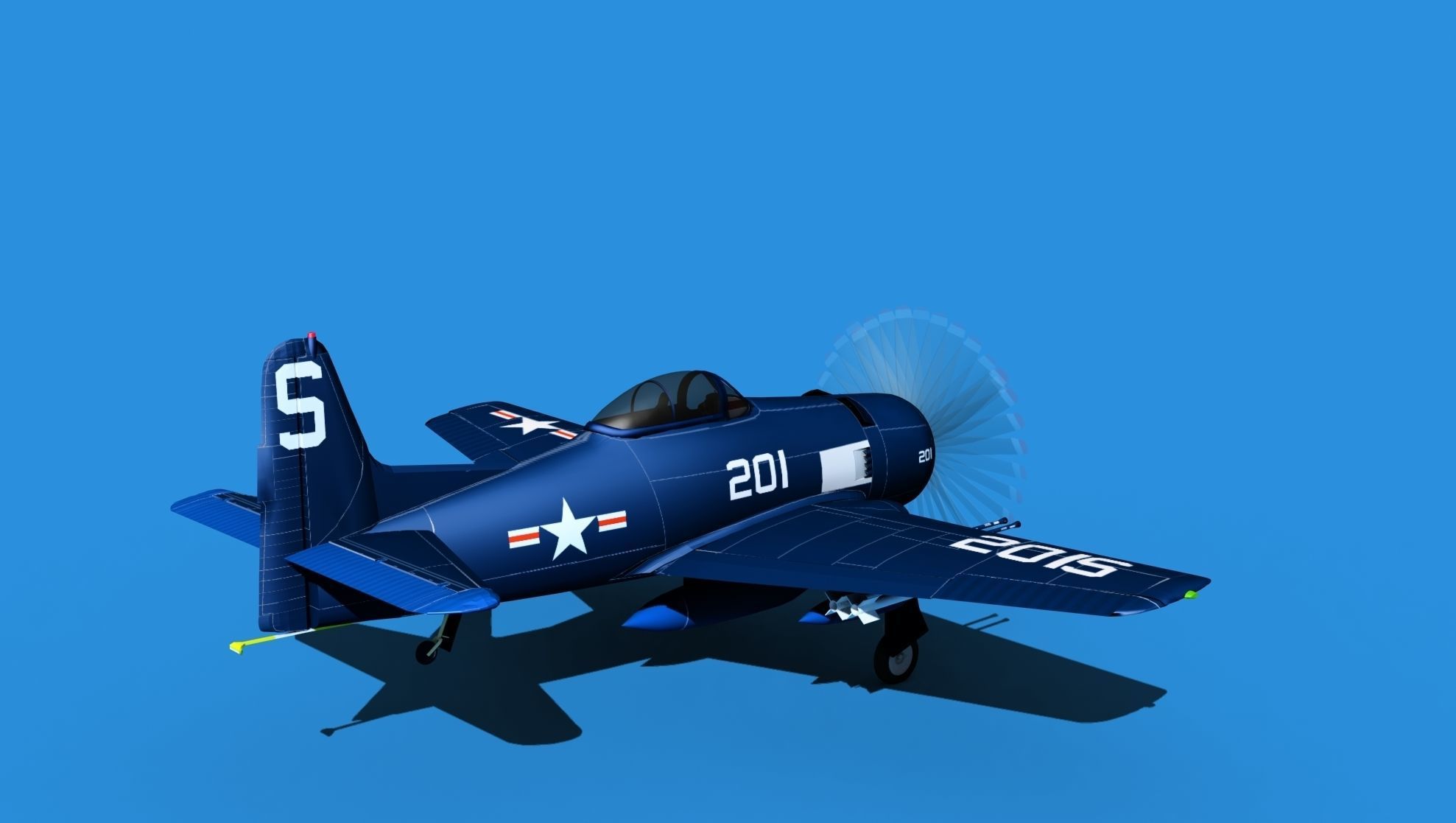 Grumman F8F-2 Bearcat V07 3D model_5
