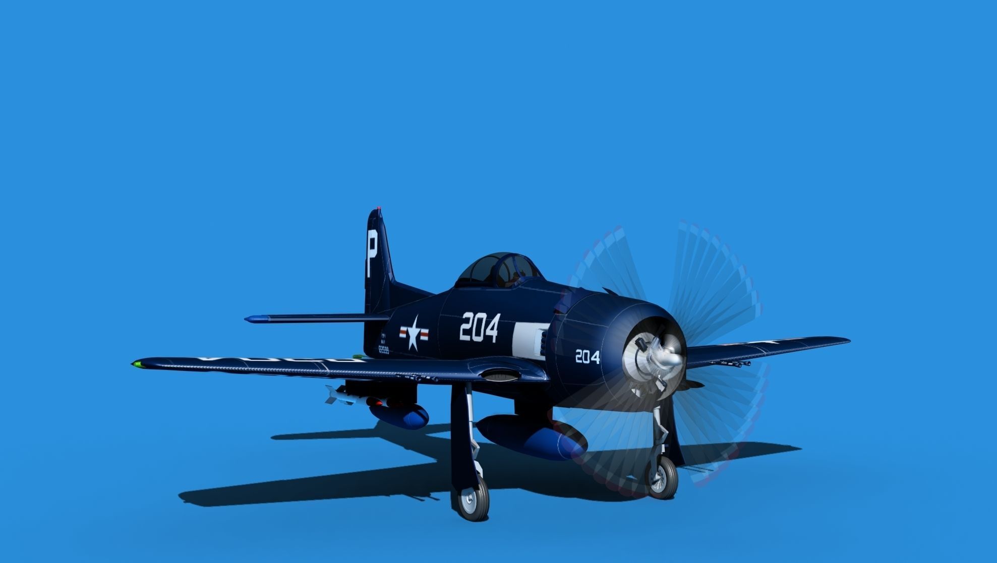 Grumman F8F-2 Bearcat V08 3D model_2