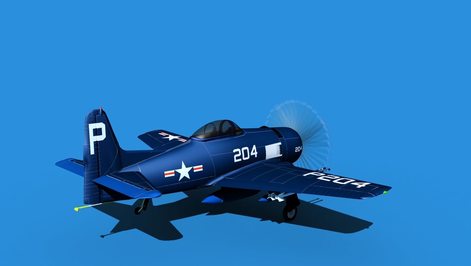 Grumman F8F-2 Bearcat V08 3D model_5