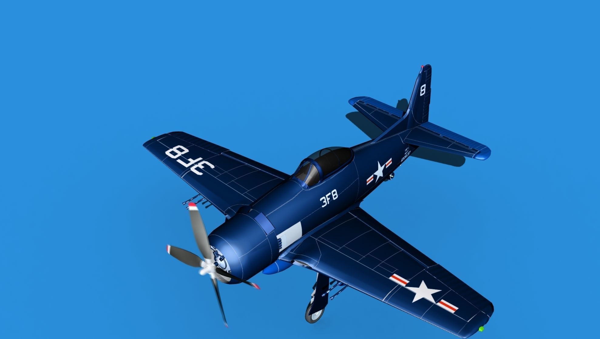Grumman F8F-2 Bearcat V09 3D model_10
