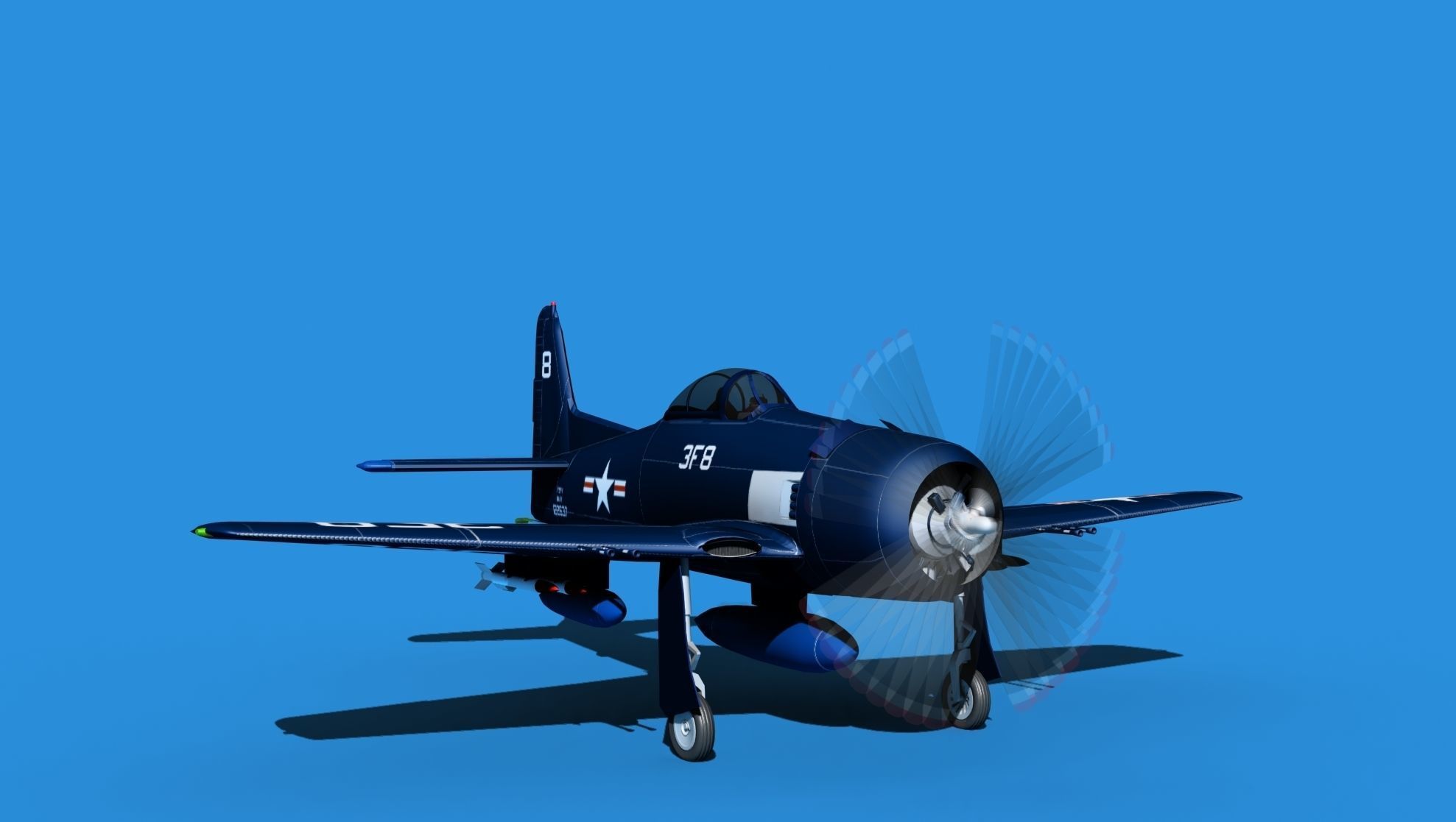 Grumman F8F-2 Bearcat V09 3D model_2