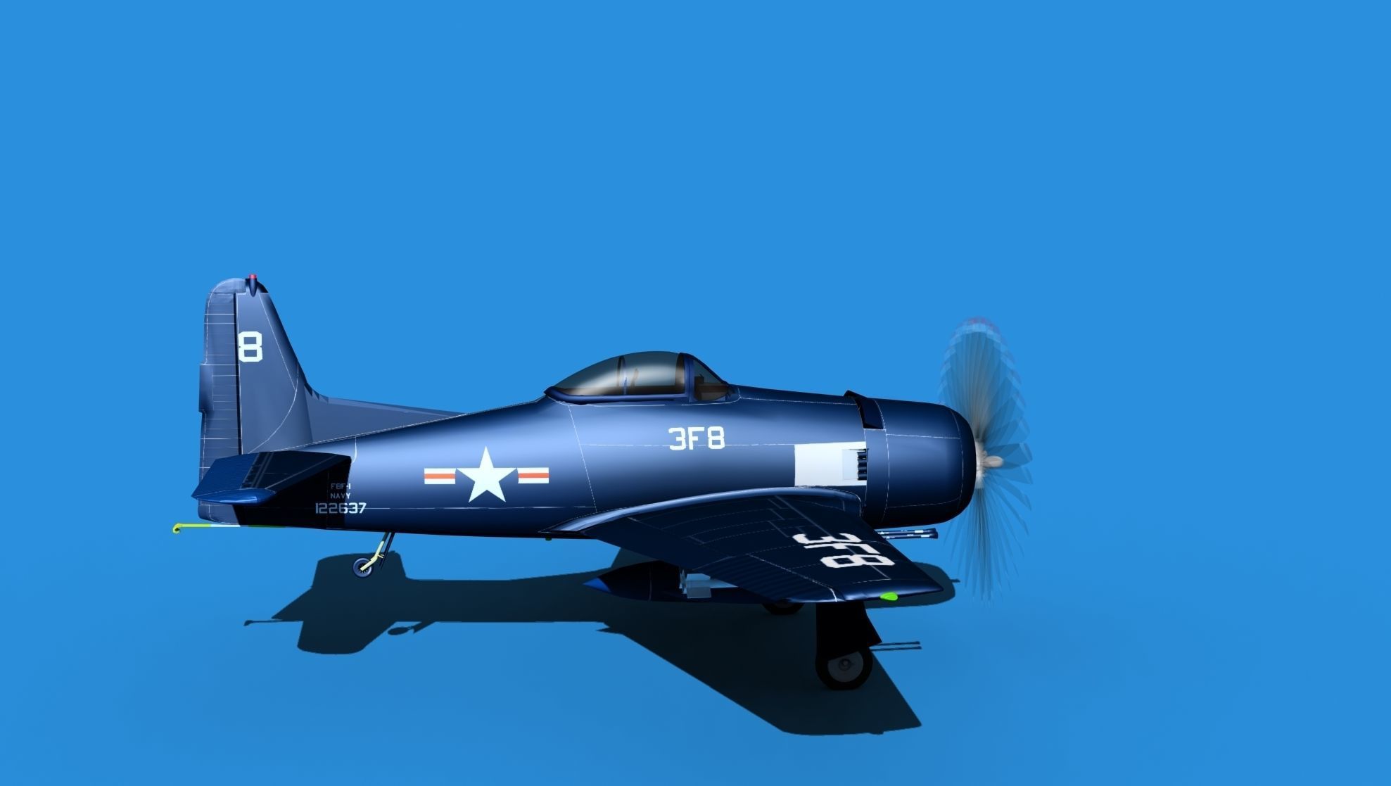 Grumman F8F-2 Bearcat V09 3D model_4