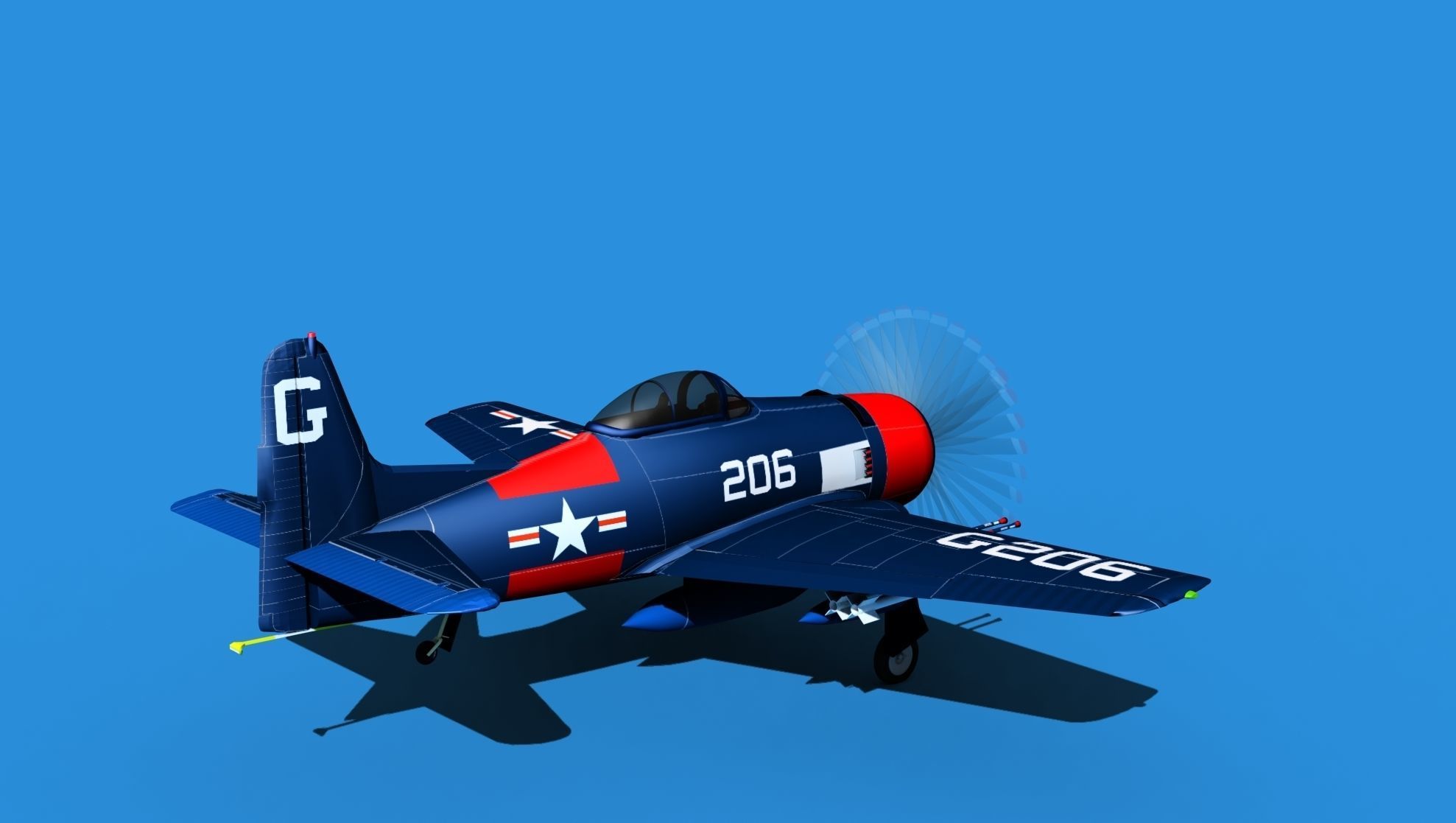 Grumman F8F-2 Bearcat V10 3D model_5