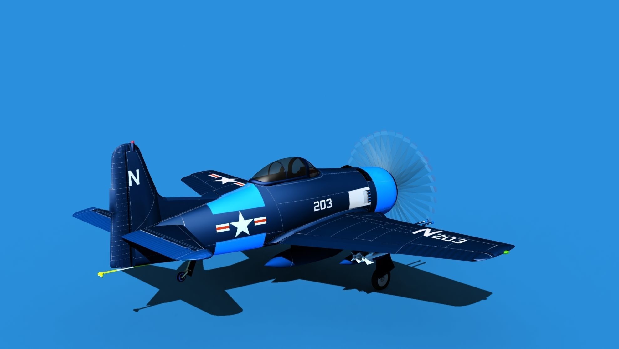 Grumman F8F-2 Bearcat V12 3D model_5