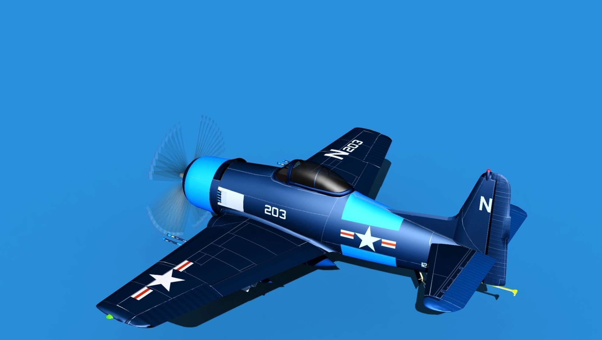 Grumman F8F-2 Bearcat V12 3D model_8