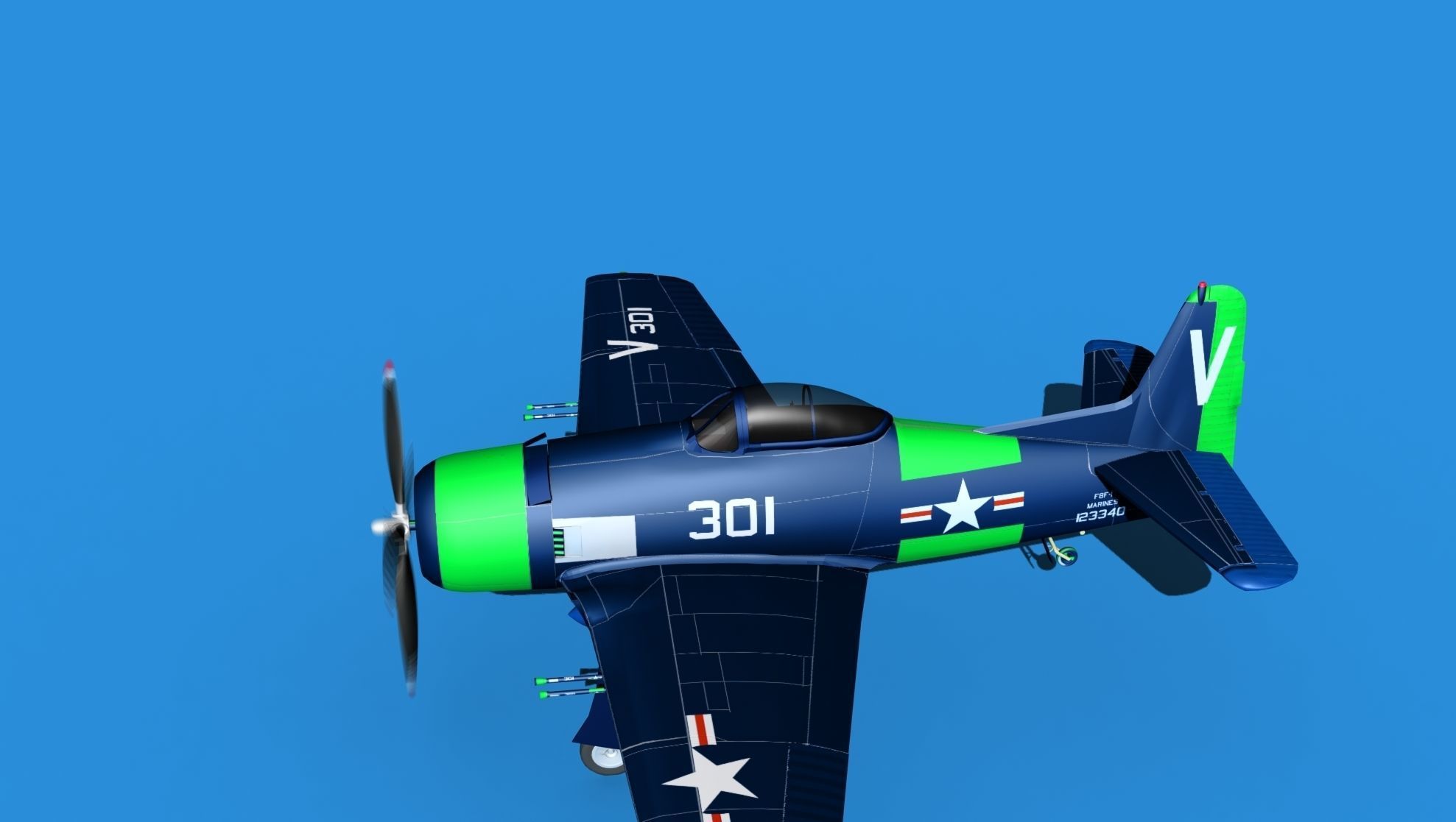 Grumman F8F-2 Bearcat V14 3D model_9