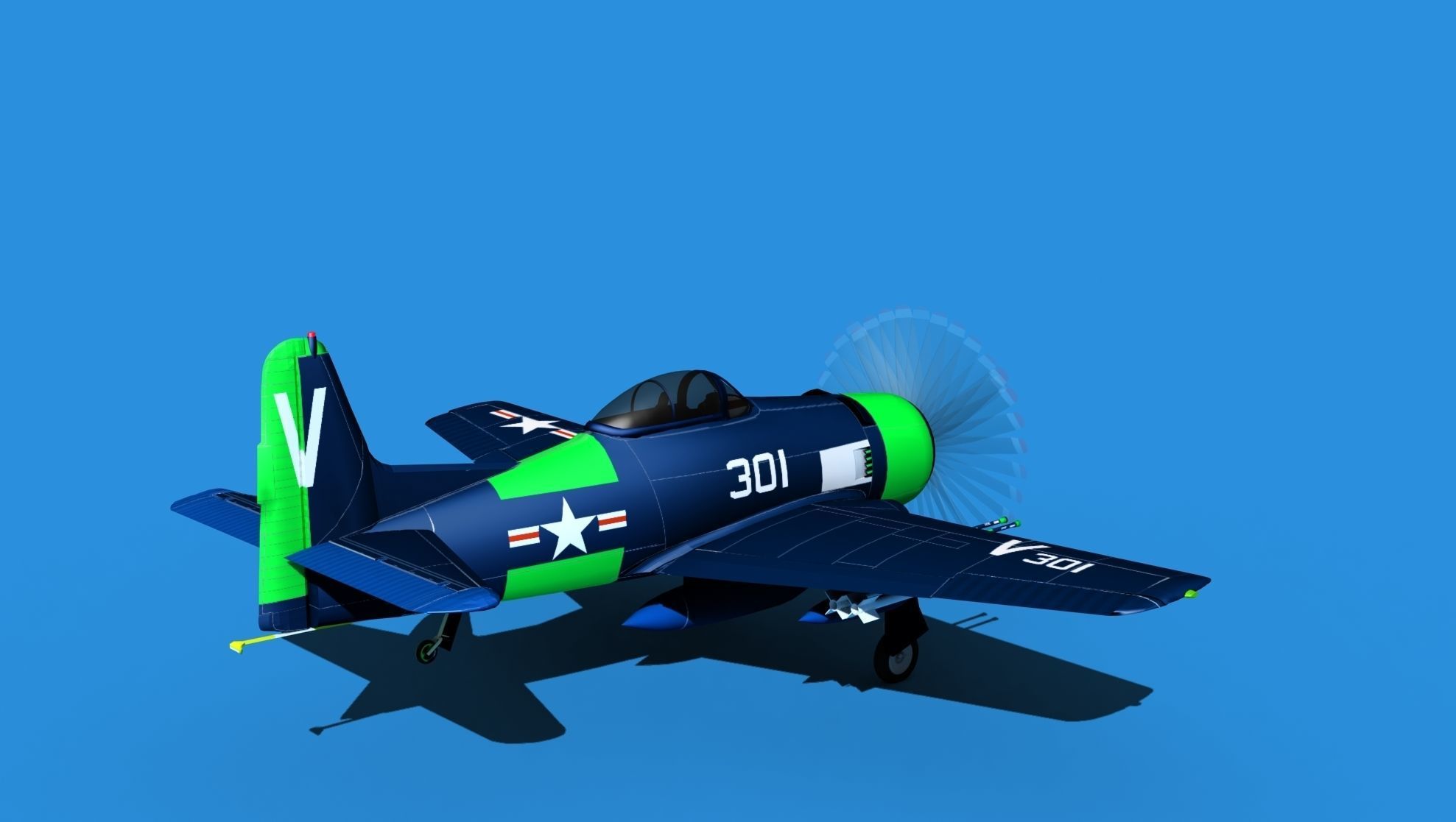 Grumman F8F-2 Bearcat V14 3D model_5