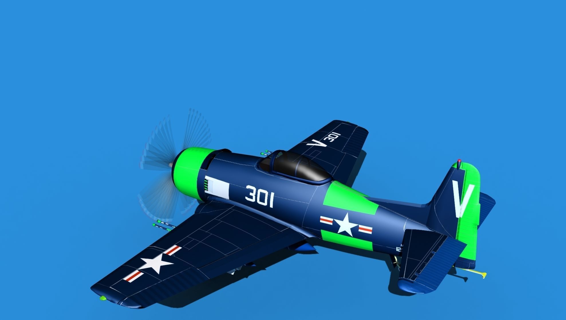 Grumman F8F-2 Bearcat V14 3D model_8
