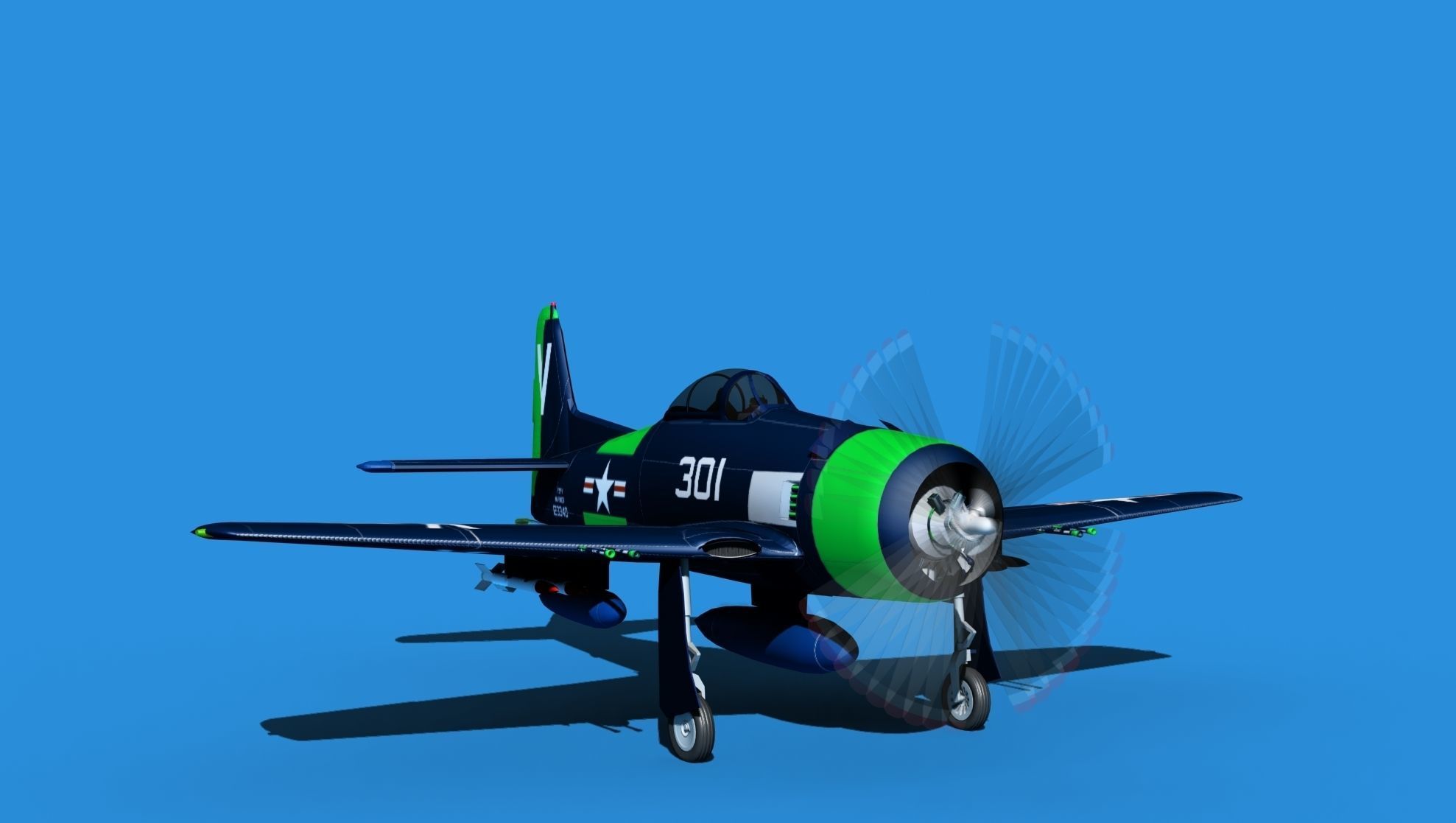 Grumman F8F-2 Bearcat V14 3D model_2