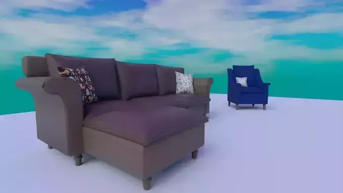 Realistic Couch and Armchair Set
