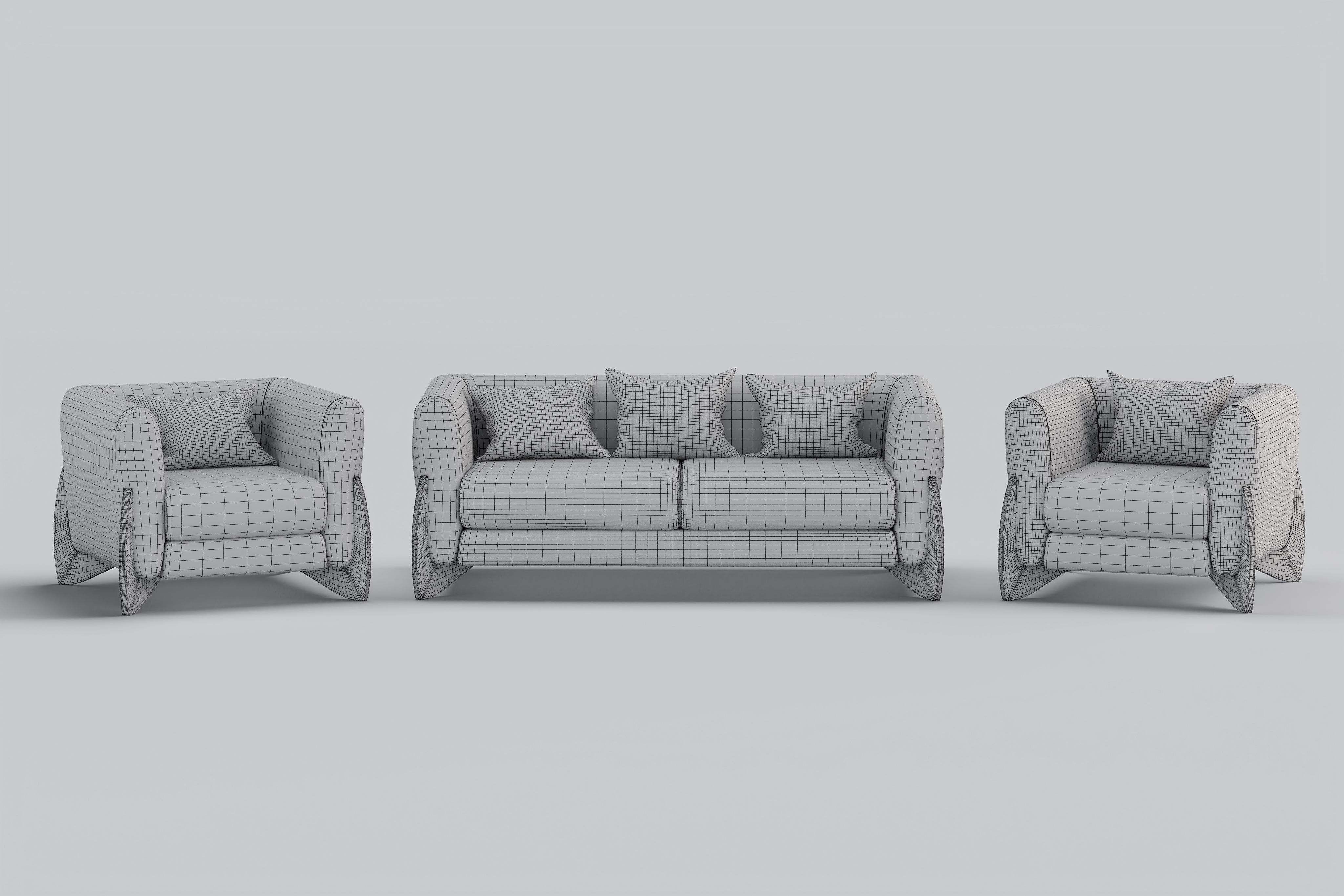 Sofa boucle Furnishings Set 3D model_5