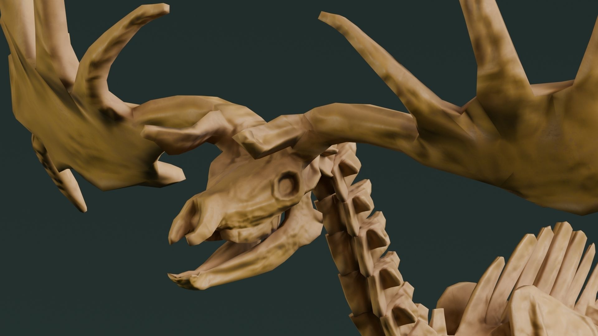 Realistic Mammals Fossil - Megaloceros Low-poly 3D model_8